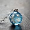 Girl Transparent Resin Rould Ball Pendant Necklace Women Blue Sky White Cloud Chain Necklace Fashion Jewelry Gifts