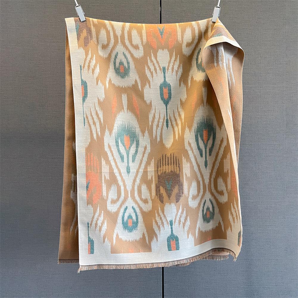 Warm Winter Cashmere Scarf Women Abstract Print Shawl Wrap Soft Pareo Elegant Poncho Femal Thick Warm Blanket Echarpe Pashmina