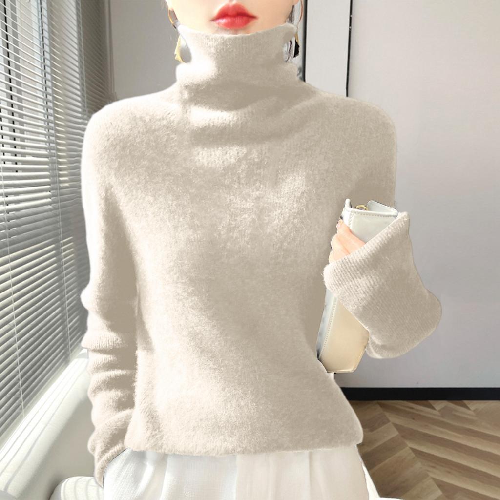Women's High-Neck Slim-Fit Knit Top Soft And Cozy Sweater