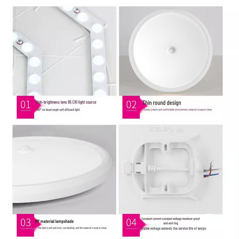 Ультратонкий водонепроницаемый светодиодный потолочный светильник для ванной комнаты, балкона, спальни и коридора.
