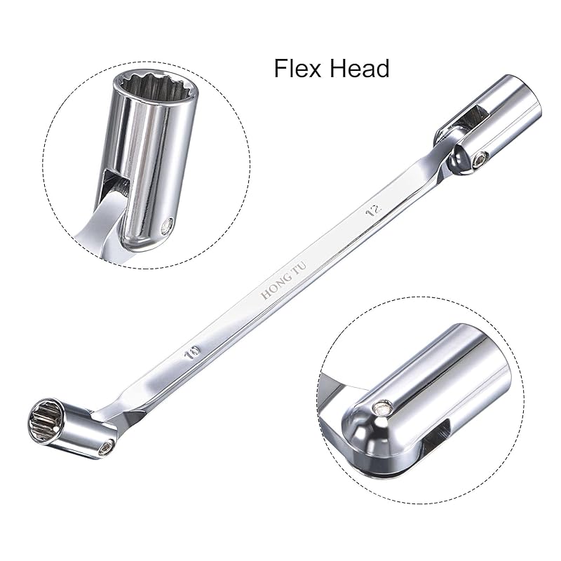 Uxcell двойной поворотный торцевой ключ 12-гранный гибкий торцевой ключ 10 мм x 12 мм метрический двойной поворотный накидной конец CR-V