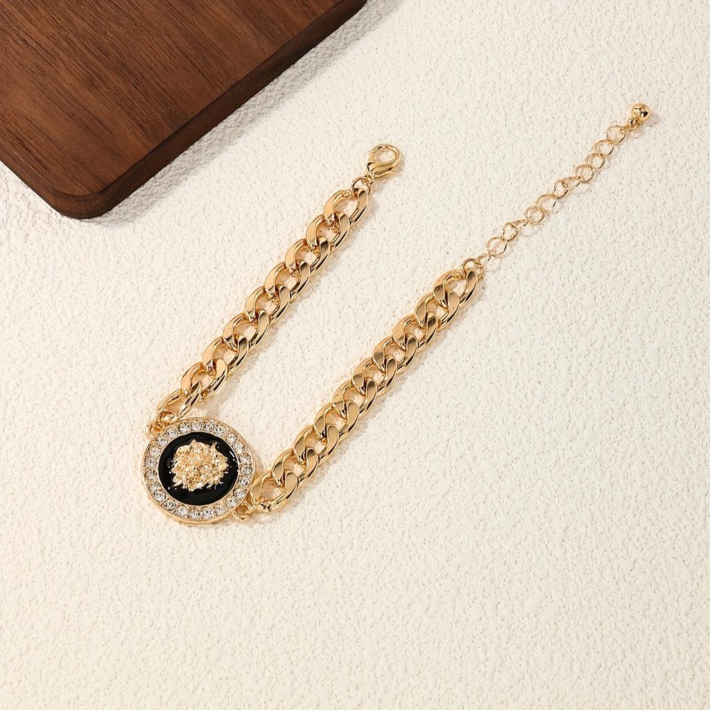 Роскошный кубинский браслет-цепочка с геометрической монетой в виде головы льва, стиль хип-хоп, простая элегантность, модные украшения для мужчин и женщин