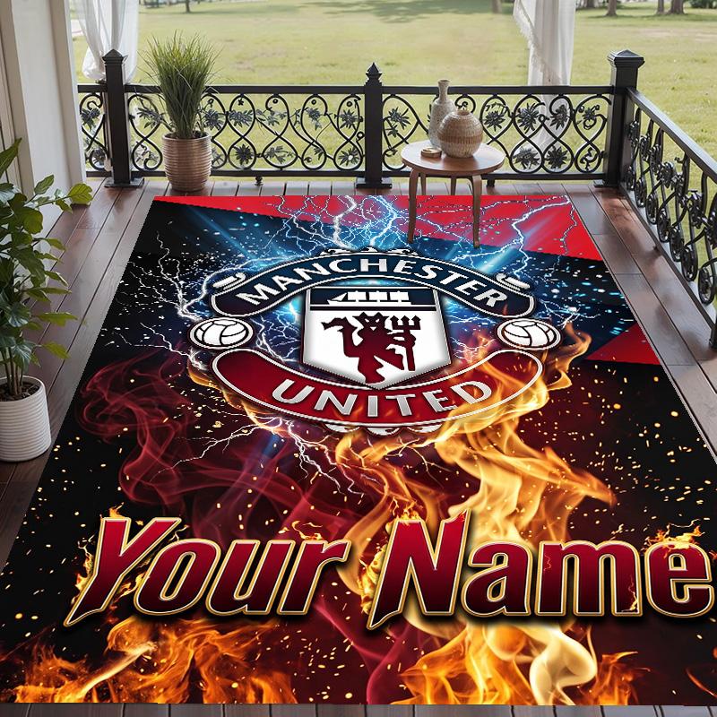 Custom Text Printed Rug Manchester United Non Slip Floor Carpet For Home Room Decor