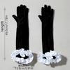 Bride Wedding Dress Satin Gloves Bubble Sleeves Decoration Personalized Long Velvet Gloves Evening Gown Accessories