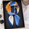 Square Scarf For Women Bandanna Spring/Summer Blue Flower Print Headband Neckerchief Imitation Silk Hair Scarf With A Shirt