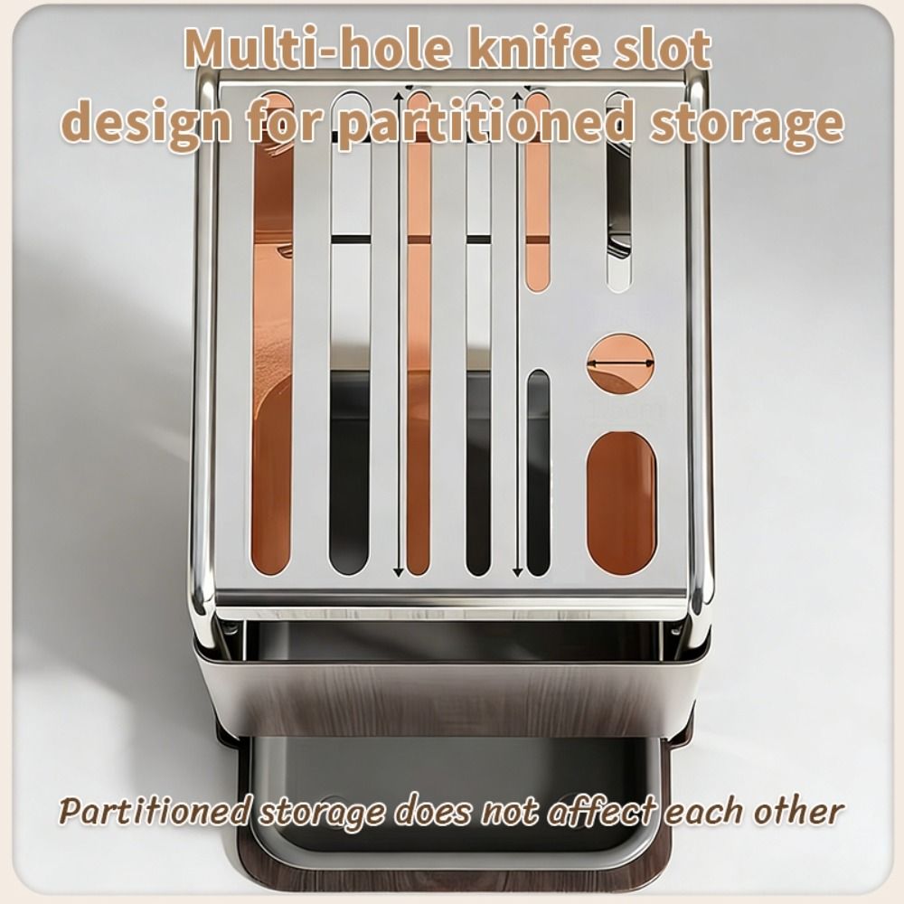 New Stainless Steel Kitchen Storage Holder 30° Rotating with Draining Tray Storage Rack 9 Slots Multifunctional Countertop Shelf