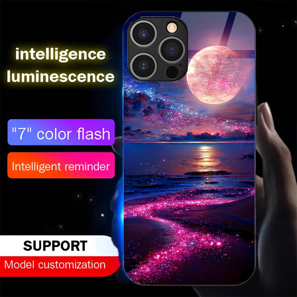 Светящийся чехол из закаленного стекла с LED-подсветкой для IPhone Samsung