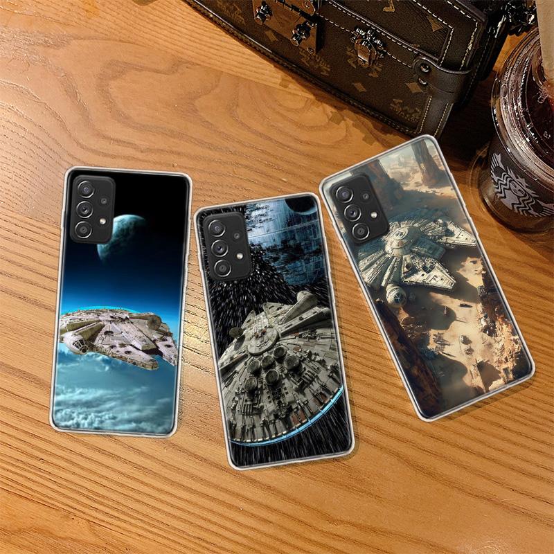 Чехол для телефона Millennium Falcon in Space для Samsung A54 A57 A37 A17 A14 A15 A12 A24 A34 A55 A35 A25 A52S A07 A05S A04S A22 A32 A72