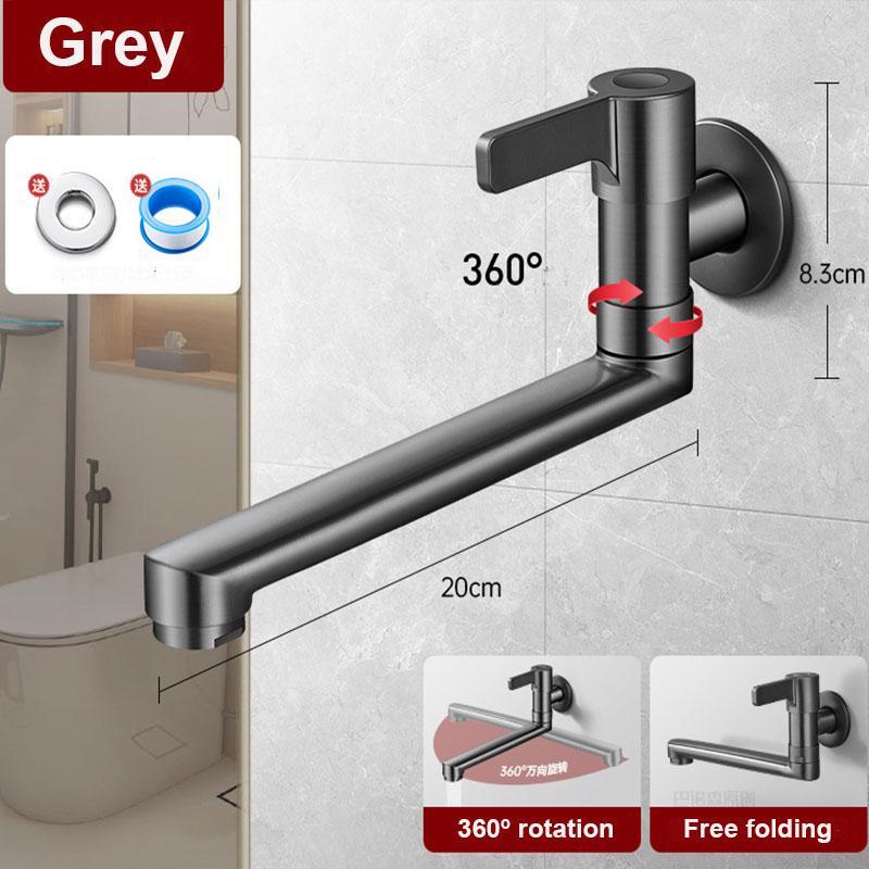 In-Wall Mop Pool Faucet Kitchen Sink Faucet Single Hole Faucet Brass 360º Free Spin Single Cold Faucet