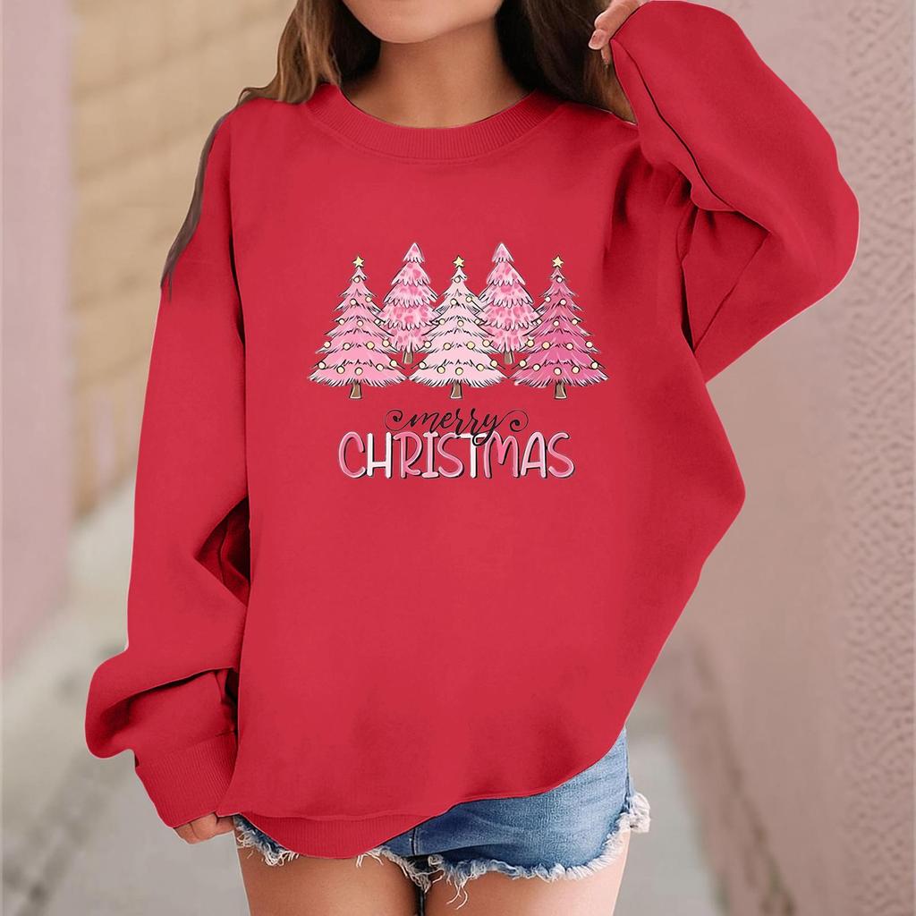 Детский модный повседневный пуловер с длинными рукавами и свободного кроя с рождественским принтом