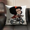 Cute MMafaldas Cushion Cover Natural Linen Organic Fabric DoubleSided Printing Home Decor Breathable Environmentally Friendly