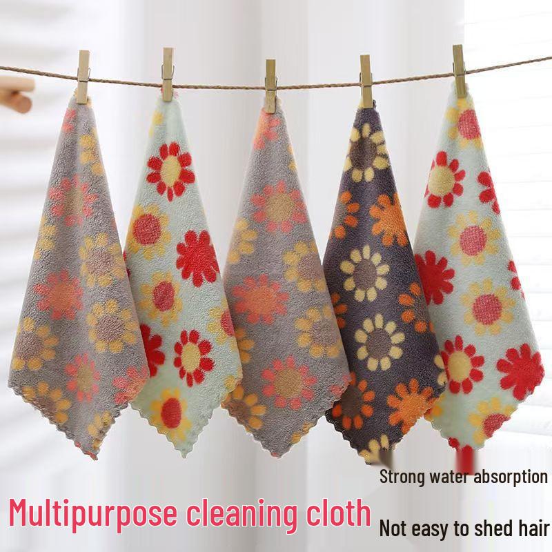 Набор мягких впитывающих кухонных полотенец и полотенец для рук из кораллового флиса с рисунком подсолнуха