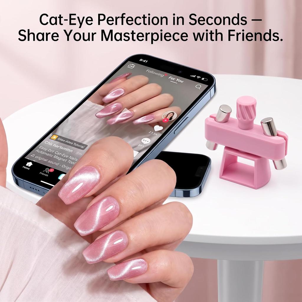 3D printing third-generation glass bead cat eye artifact manicure tool rotating automatic cat suction artifact sky blue