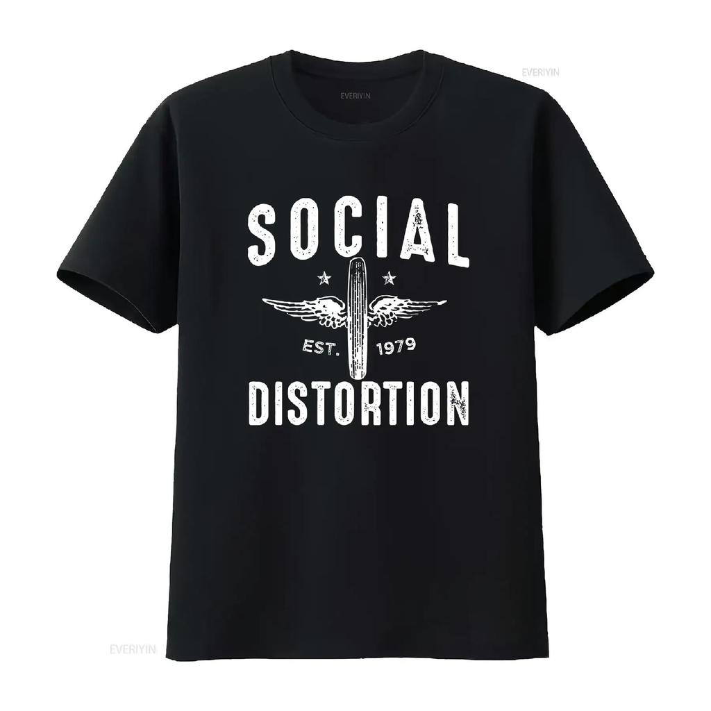 Футболка Social Distortion Крылатое Колесо винтажная Стирка мода Немного Унисекс Универсальная Повседневная дизайнерская одежда графический