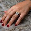Tancise S925 Silver Oval Pigeon Egg Diamond Retro Luxury Imitation Brick Double-layer Zircon Micro Set Ring