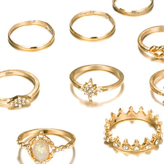 13 шт./компл. кольцо с блестящими стразами Корона Луна Звезда костяшка кольцо для вечеринки