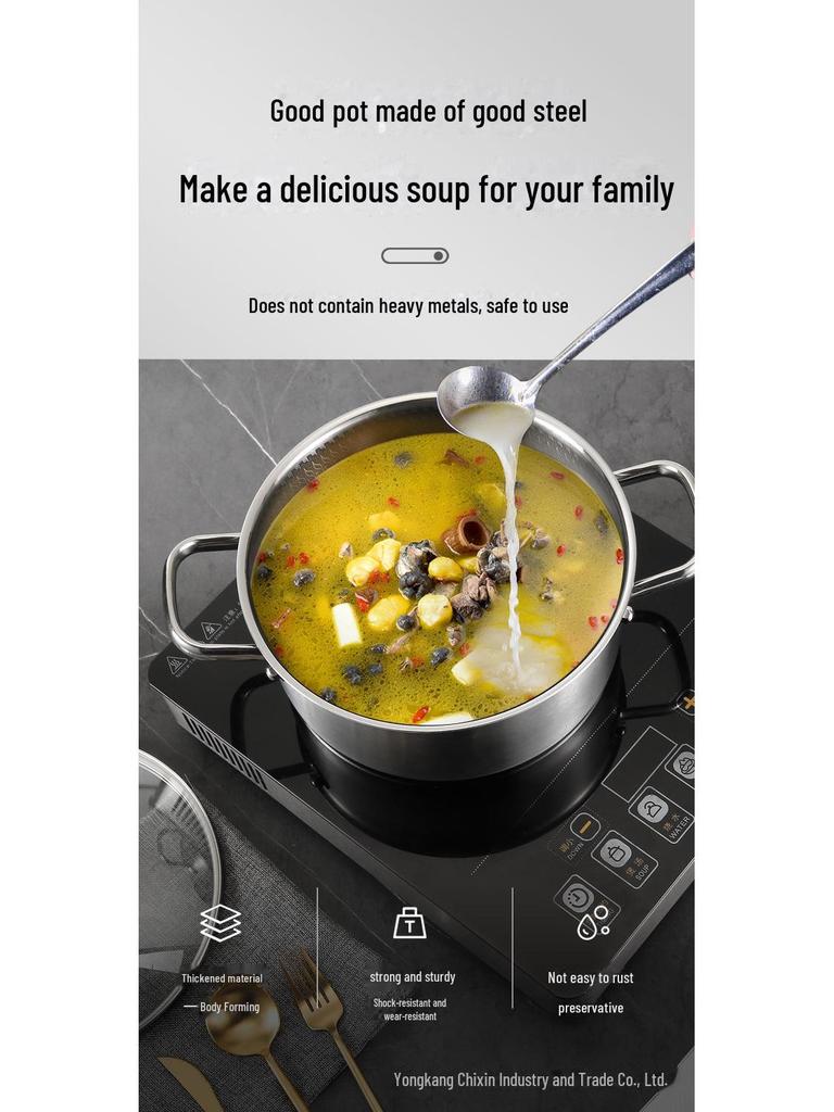 Кастрюля из нержавеющей стали 316 с антипригарным покрытием и сотовым узором, двойная ручка, трехслойная, совместима с индукционными и газовыми плитами, 26 см