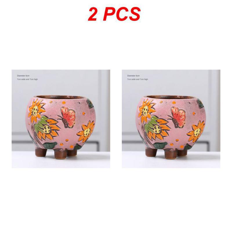 Керамический цветочный горшок Креативная ручная роспись Резьба Керамические украшения для дома Цветочные горшки Суккулентный цветочный горшок