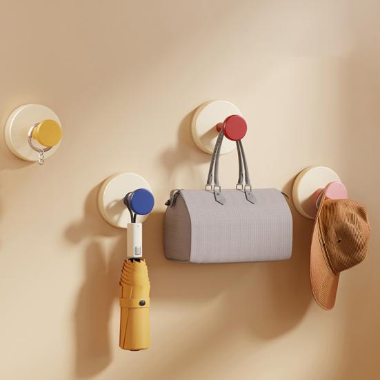 5 шт. Пластиковые крючки на присосках Без сверления Сильная присоска Съемные Многоразовые Настенные вешалки для ванной комнаты, кухни, спальни, Аксессуары для хранения