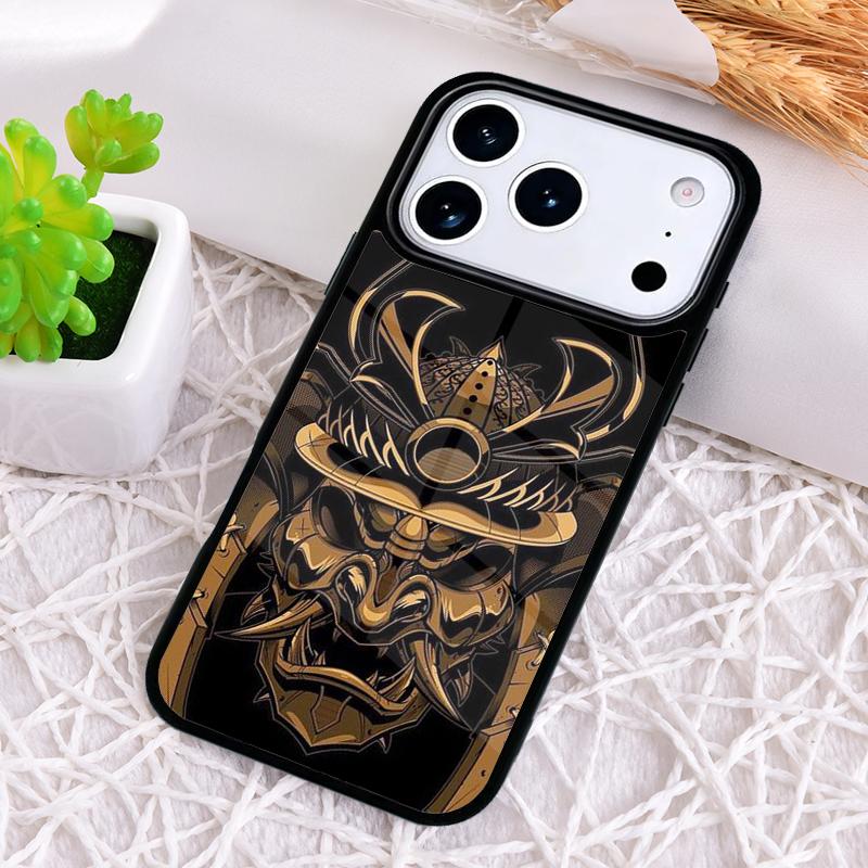 Samurai Japanese Warrior Mask Helmet Shockproof Phone Case for iPhone 17 Air 16e 15 11 12 14 13 Pro Max Cover Coque
