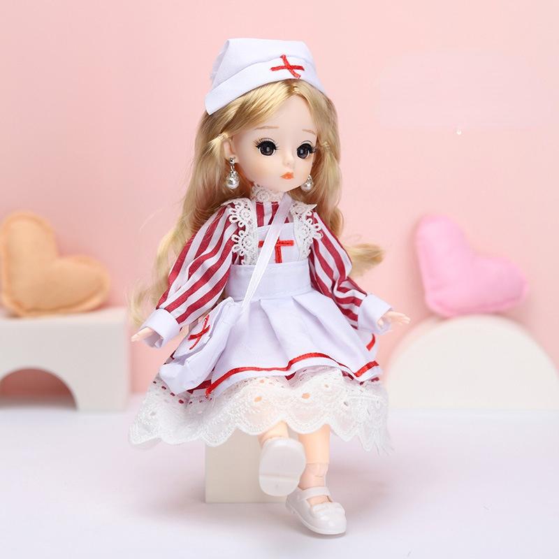 30CM Mini Movable 12Jointed Doll Girls Toy 3D Big Eyes BJD Princess Full Outfits Dresses Collection Childrens Doll Gift