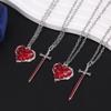 Модный и красивый набор ожерелий с имитацией меча и сердца, элегантная цепочка для свитера, цепочка на ключицы, подарок для пары