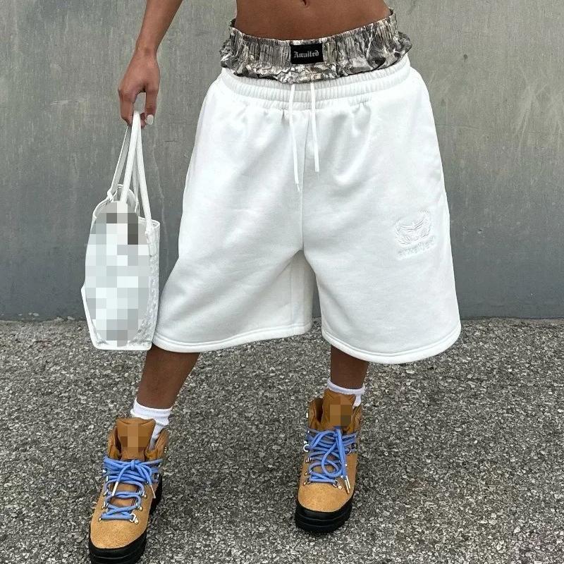 Европейские и американские весенне-летние повседневные простые модные шорты с двойной талией и складками