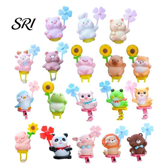 Non-drilling Car Mount Ornament Cartoon Windmill Decoration with Soft Doll Cute Rotary for Dashboard Animal Handlebar & Vent Solar/Manual Spin