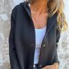 Fall Winter Women Coat Hooded Button-down Solid Color Thick Pockets Loose Cardigan Mid Length Outdoor Travel Shopping Dating Overcoat