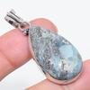 Natural Larimar Gemstone Handmade 925 Sterling Silver Jewelry Pendant 1.97" Z7r92