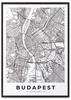 Плакат Будапешт карта план города в черной раме