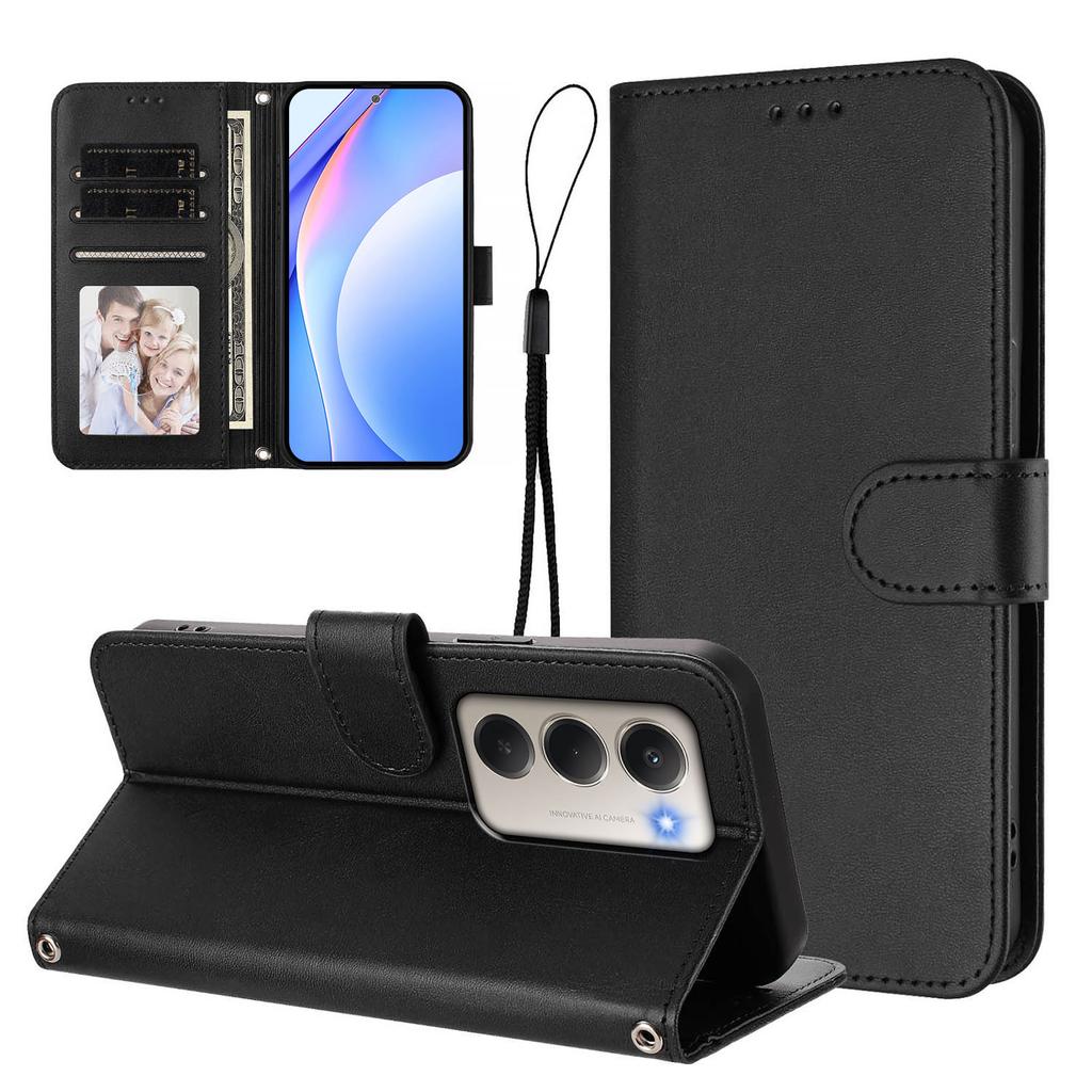 Для Xiaomi Redmi 15 4G (США) (171 мм) Чехол-кошелек с RFID-блокировкой, из телячьей кожи с текстурой, подставка, чехол для телефона со шнурком