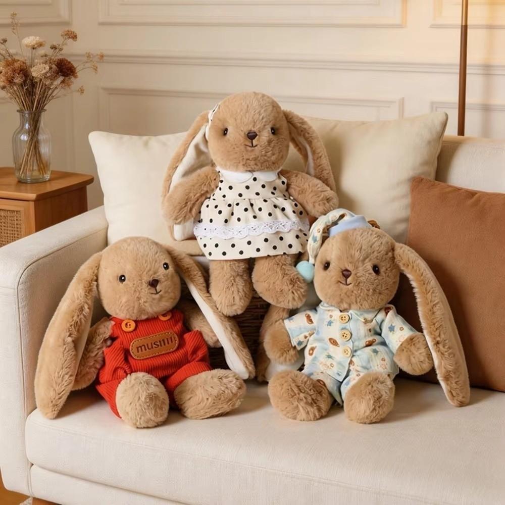 Clothed Bunny Bunny Plush Toy Long Ear Rabbit Plushie Stuffed Animal Rabbit Sleep Companion