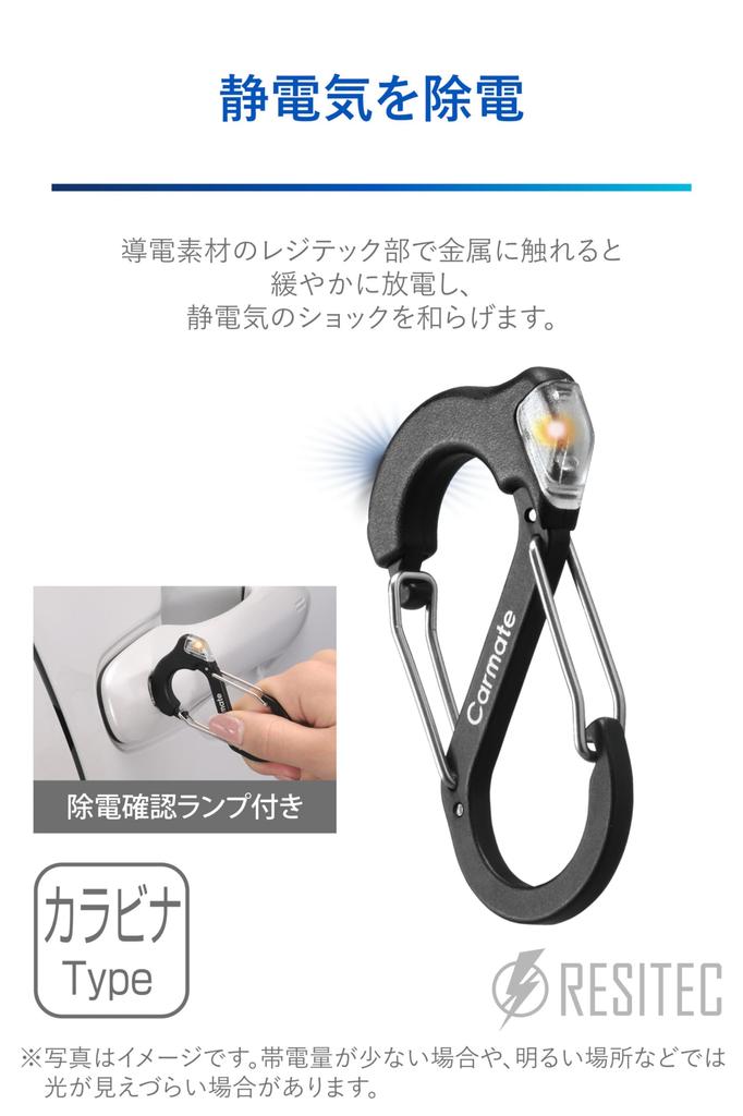 CARMATE Car Key Case Keychain Resitech Static Eliminator Carabiner SDZ580