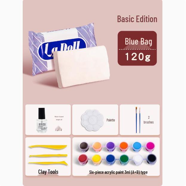 Набор белой самозатвердевающей глины Ladoll 500 г - DIY-глина для лепки фигурок, не требующая обжига