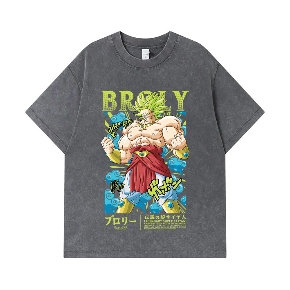 275 GSM Washed T-shirts 100% Cotton Dragon Ball V54 Broly Print Unisex Heavy Cotton T Shirt
