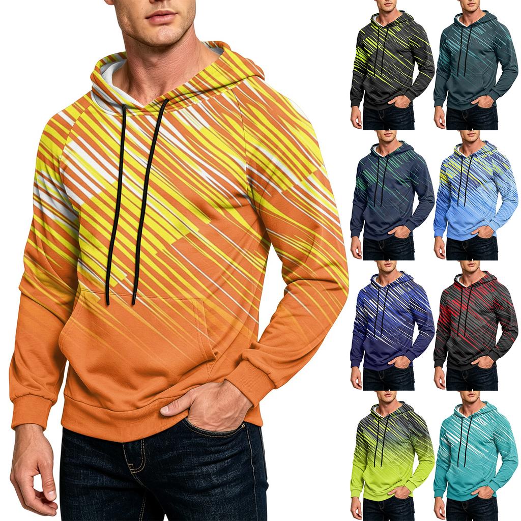 Мужская цветная толстовка свободного кроя с карманом и шнурком