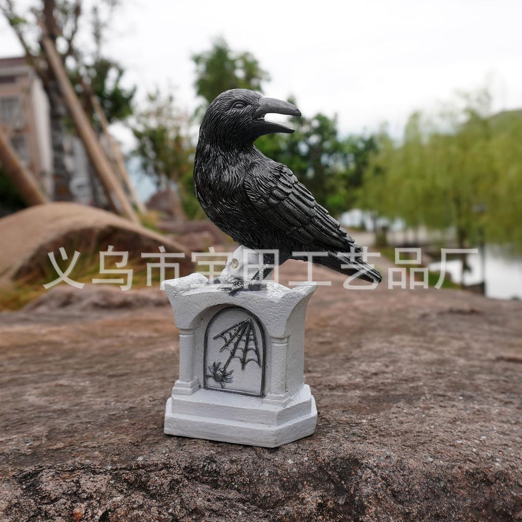 Tombstone crow resin crafts are suitable for tabletop pendulum courtyard decoration garden atmosphere layout