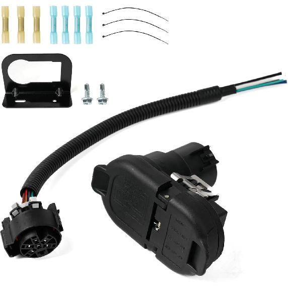 7 Way Trailer Tow Hitch Wiring Plug Receptacle Connector Harness Tallation Kit USCAR Multi-Tow Pickups