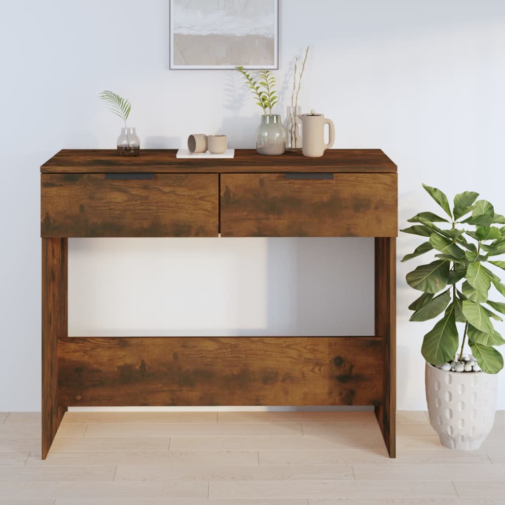 Console Table Smoked Oak 90x36x75 cm Wood Based Material