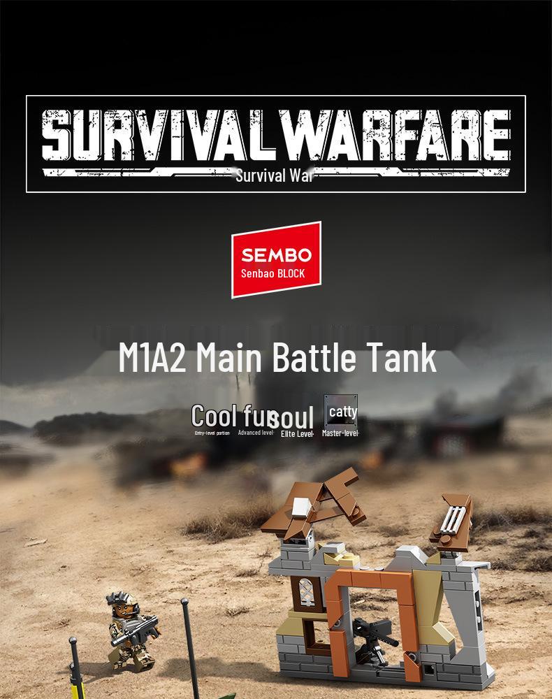 Модель танка Sengbao M1A2 Образовательная сборная игрушка для детей
