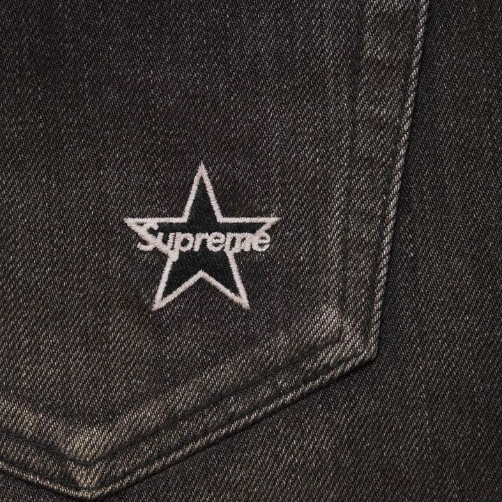 Supreme Вытертые джинсы свободного кроя с кромкой, вымытый черный