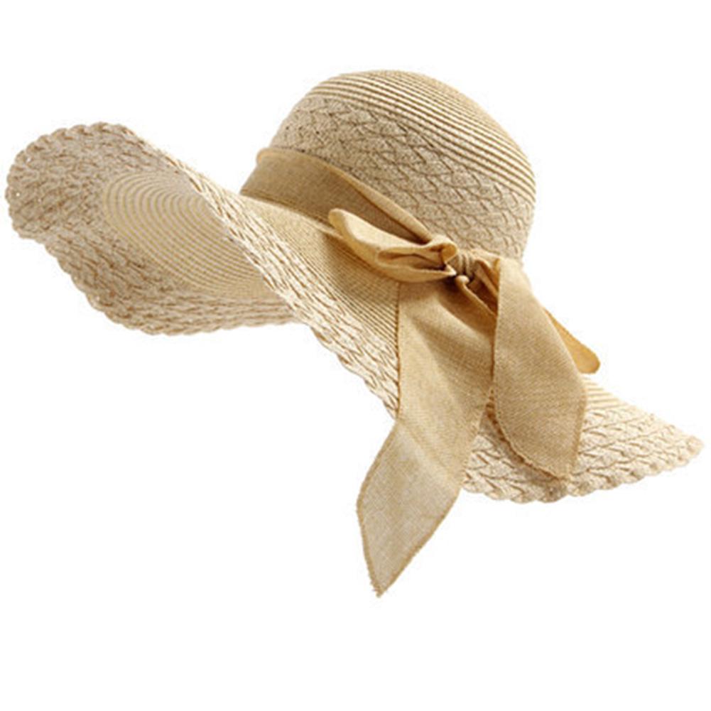 Women Straw Hat Wide Big Brim Folding Sun Caps Sun Visor Breathable Floppy Hat For Beach Travel