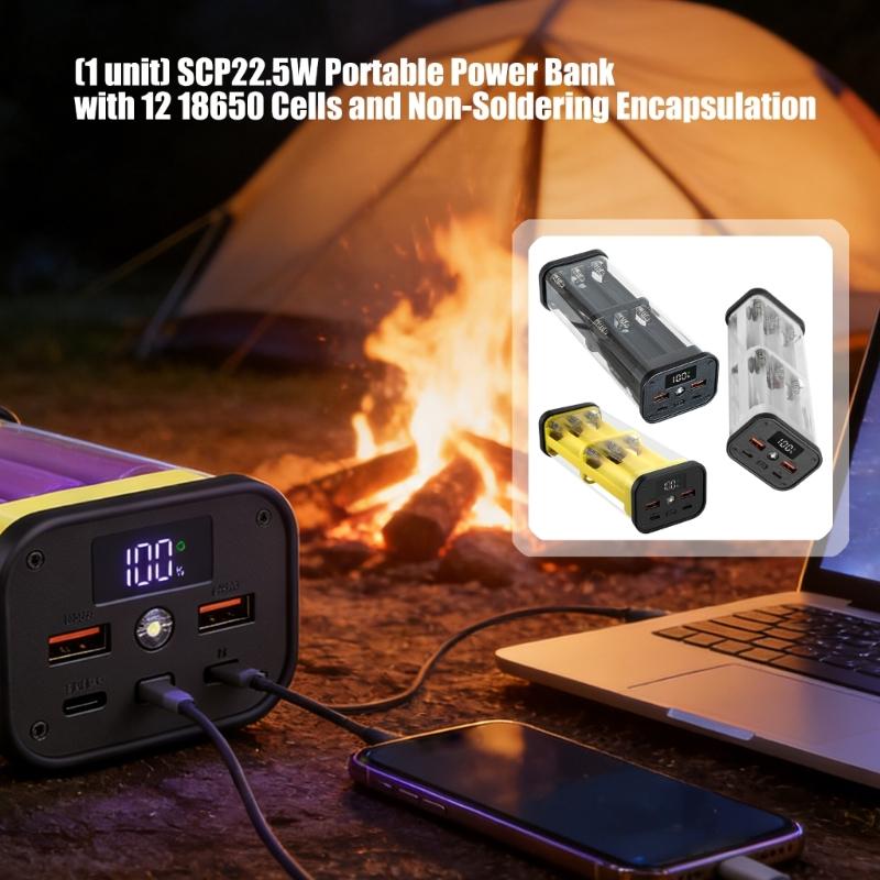 Безпаечный набор Powerbank для 12 аккумуляторов 18650. Легкая сборка с пластиковым корпусом и механизмом защиты.