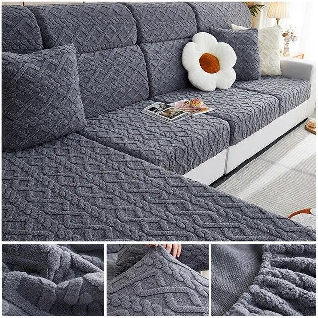 Плюшевый жаккардовый чехол на подушку для дивана, эластичные чехлы для дивана, защита для мебели для гостиной, регулируемый съемный чехол для дивана