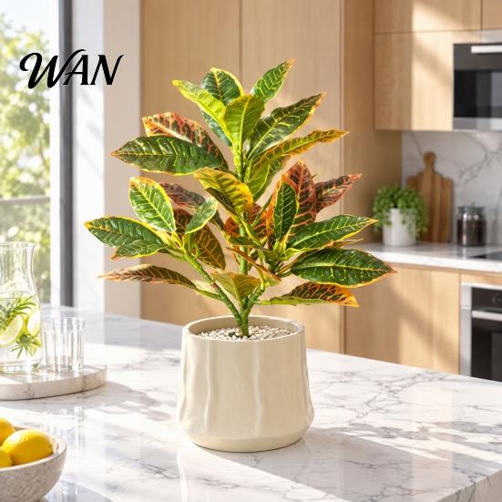Fake Potted Plants for Home Office Artificial Banyan Tree Branch, Realistic Green Ivy Plant Decor, Party Ornament Plastic Tropical Living Room