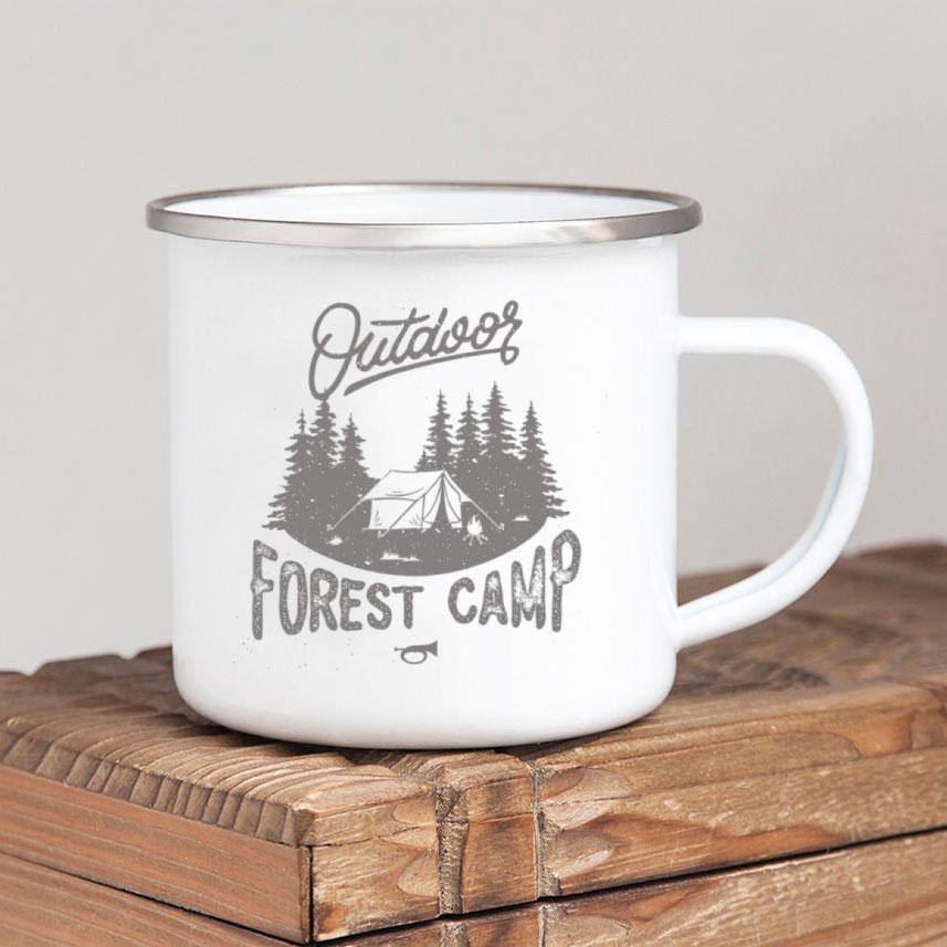 Эмалированная кружка для кофе Forest Camp Adventure Together Camping Cup Идея подарка для Camper Campfire Кружки для походов на открытом воздухе Фестиваль путешествий