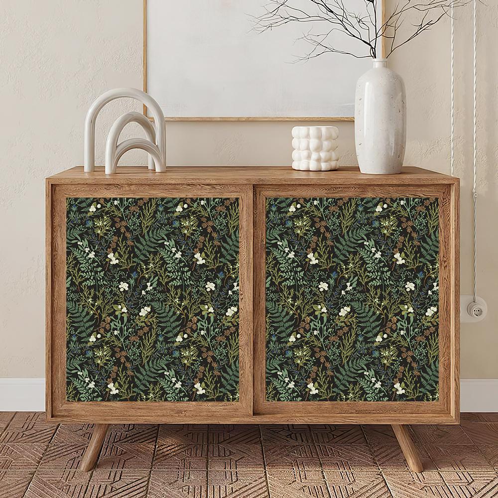 Тропический мох, лист, обои самоклеящиеся, черные, белые, цветочные, съемная контактная бумага для стен спальни, шкафов