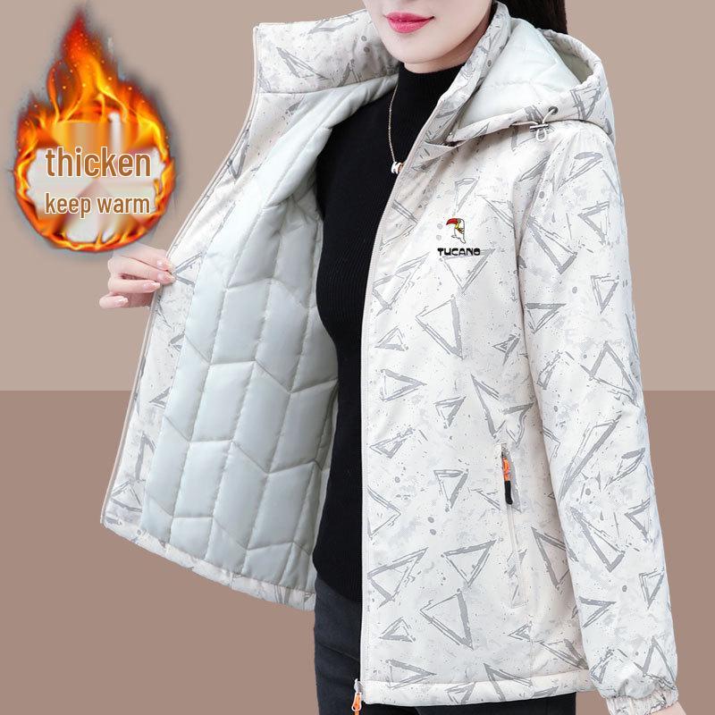2024 Женская зимняя теплая хлопковая куртка с капюшоном для женщин среднего и пожилого возраста