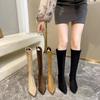2025 New Versatile Suede Elastic Boots High Heel Pointed Small Long Tube High Boots But Knee Boots Women